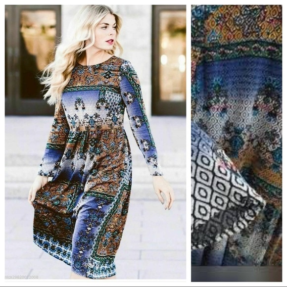 NWOT. Zara Patchwork Print Midi Dress. Size S. - Picture 4 of 11